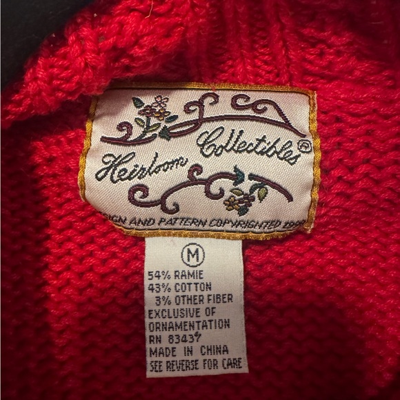 Vintage Red Christmas Sweater with Tree Design - Picture 3 of 5